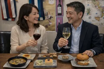 カップル・ご夫婦でワインを楽しむシーン