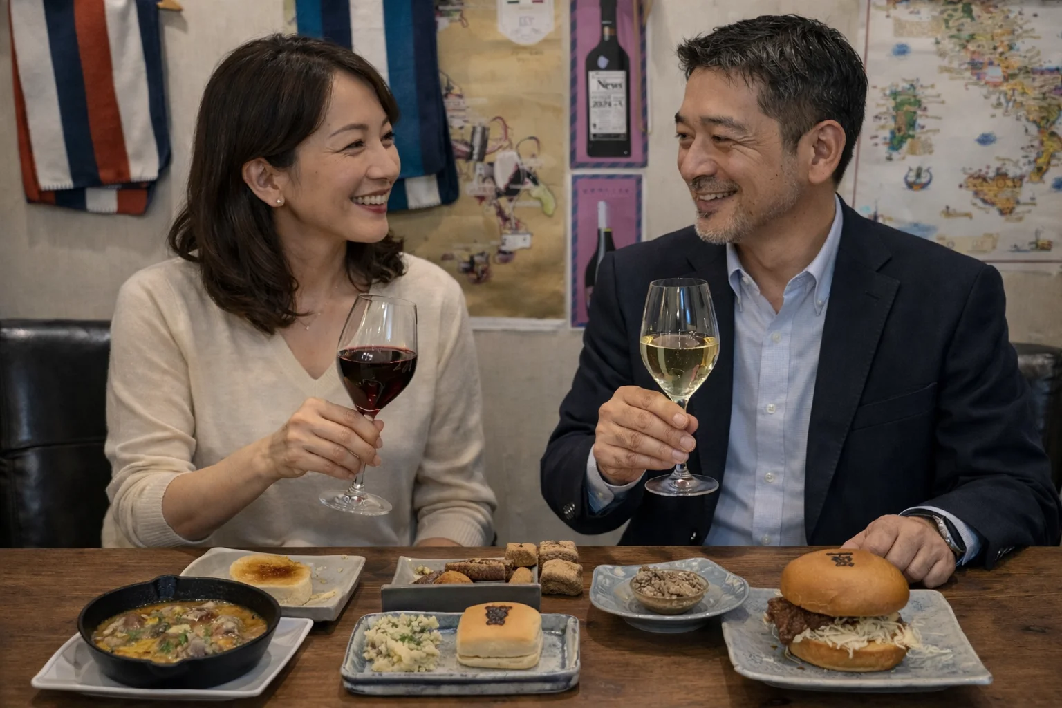 カップル・ご夫婦でワインを楽しむシーン